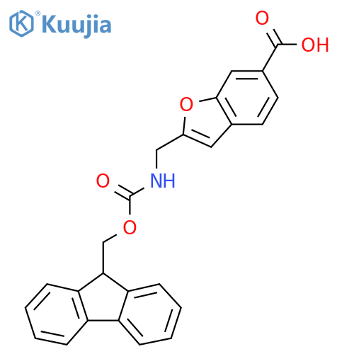 2-({(9H-fluoren-9-yl)methoxycarbonyl}amino)methyl-1-benzofuran-6-carboxylic acid structure