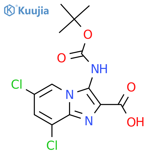 3-{(tert-butoxy)carbonylamino}-6,8-dichloroimidazo1,2-apyridine-2-carboxylic acid structure