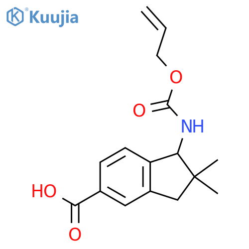 2,2-dimethyl-1-{[(prop-2-en-1-yloxy)carbonyl]amino}-2,3-dihydro-1H-indene-5-carboxylic acid structure