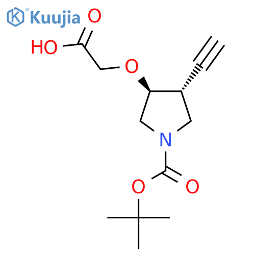 rac-2-{[(3S,4R)-1-[(tert-butoxy)carbonyl]-4-ethynylpyrrolidin-3-yl]oxy}acetic acid structure