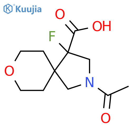 2-Acetyl-4-fluoro-8-oxa-2-azaspiro[4.5]decane-4-carboxylic acid structure