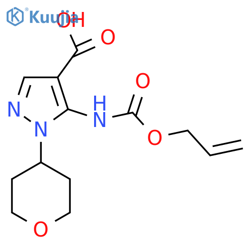 1-(oxan-4-yl)-5-{[(prop-2-en-1-yloxy)carbonyl]amino}-1H-pyrazole-4-carboxylic acid structure
