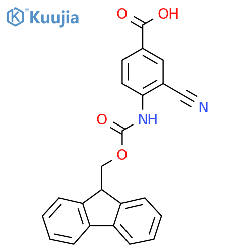 4-((((9H-Fluoren-9-yl)methoxy)carbonyl)amino)-3-cyanobenzoic acid structure