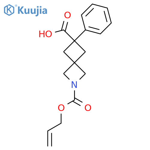 6-Phenyl-2-[(prop-2-en-1-yloxy)carbonyl]-2-azaspiro[3.3]heptane-6-carboxylic acid structure