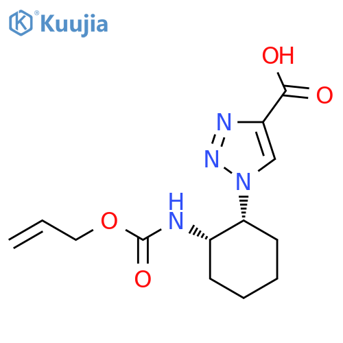 rac-1-[(1R,2S)-2-{[(prop-2-en-1-yloxy)carbonyl]amino}cyclohexyl]-1H-1,2,3-triazole-4-carboxylic acid structure