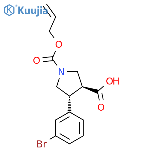 rac-(3R,4S)-4-(3-bromophenyl)-1-[(prop-2-en-1-yloxy)carbonyl]pyrrolidine-3-carboxylic acid structure