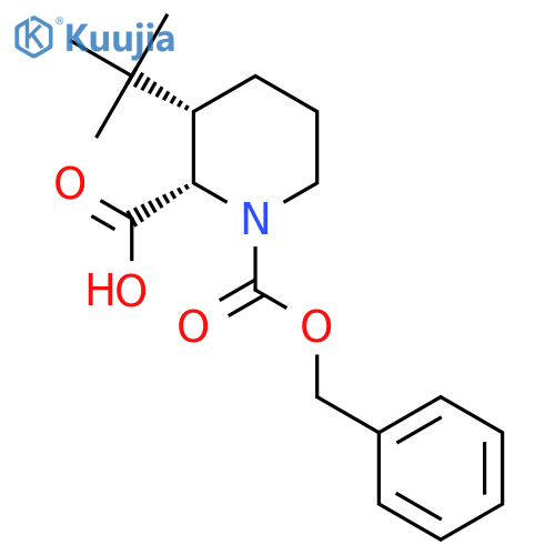 rac-(2R,3R)-1-[(benzyloxy)carbonyl]-3-tert-butylpiperidine-2-carboxylic acid structure