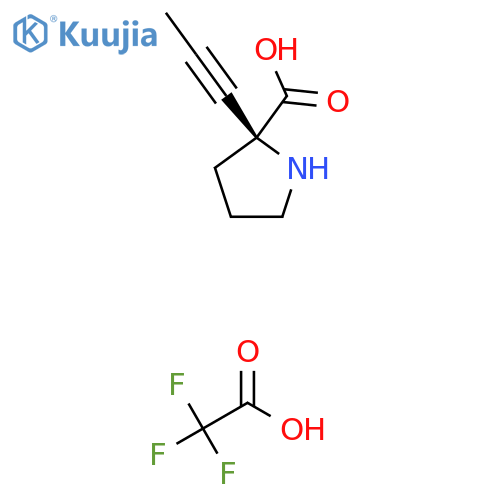 (2S)-2-(prop-1-yn-1-yl)pyrrolidine-2-carboxylic acid; trifluoroacetic acid structure