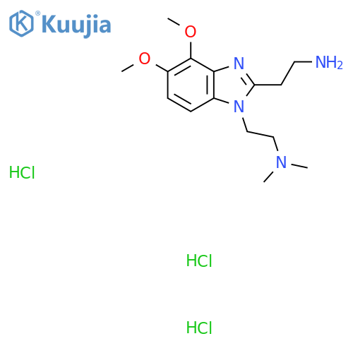 2-{1-[2-(dimethylamino)ethyl]-4,5-dimethoxy-1H-1,3-benzodiazol-2-yl}ethan-1-amine trihydrochloride structure