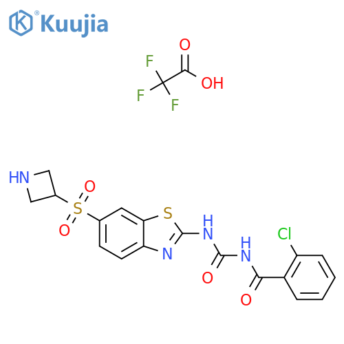3-6-(azetidine-3-sulfonyl)-1,3-benzothiazol-2-yl-1-(2-chlorobenzoyl)urea, trifluoroacetic acid structure