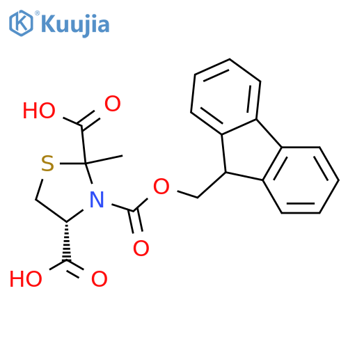 (4R)-3-{[(9H-fluoren-9-yl)methoxy]carbonyl}-2-methyl-1,3-thiazolidine-2,4-dicarboxylic acid structure