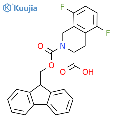 2-{[(9H-fluoren-9-yl)methoxy]carbonyl}-5,8-difluoro-1,2,3,4-tetrahydroisoquinoline-3-carboxylic acid structure