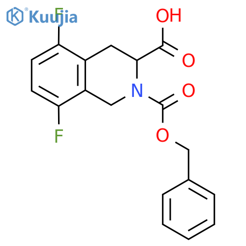 2-[(Benzyloxy)carbonyl]-5,8-difluoro-1,2,3,4-tetrahydroisoquinoline-3-carboxylic acid structure