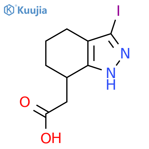 2-(3-iodo-4,5,6,7-tetrahydro-2H-indazol-7-yl)acetic acid structure