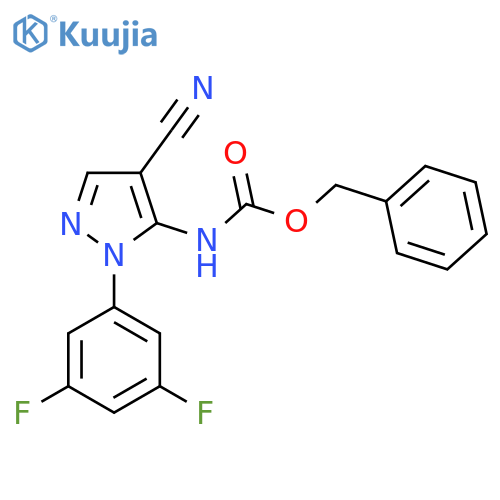 benzyl N-[4-cyano-1-(3,5-difluorophenyl)-1H-pyrazol-5-yl]carbamate structure