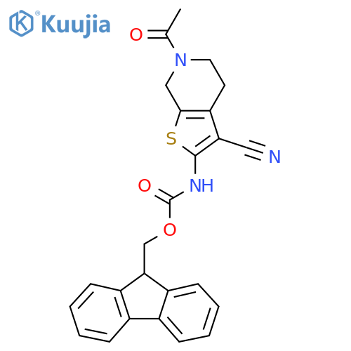 (9H-fluoren-9-yl)methyl N-{6-acetyl-3-cyano-4H,5H,6H,7H-thieno[2,3-c]pyridin-2-yl}carbamate structure