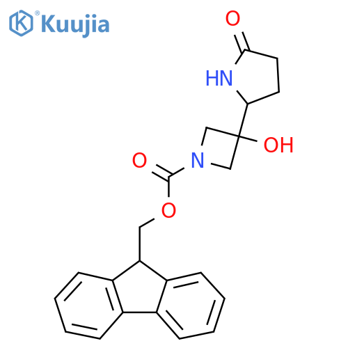 (9H-fluoren-9-yl)methyl 3-hydroxy-3-(5-oxopyrrolidin-2-yl)azetidine-1-carboxylate structure