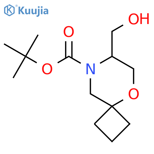 Tert-butyl 7-(hydroxymethyl)-5-oxa-8-azaspiro[3.5]nonane-8-carboxylate structure