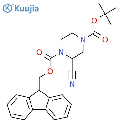 4-tert-butyl 1-(9H-fluoren-9-yl)methyl 2-cyanopiperazine-1,4-dicarboxylate structure