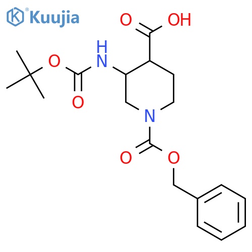 1-[(Benzyloxy)carbonyl]-3-{[(tert-butoxy)carbonyl]amino}piperidine-4-carboxylic acid structure