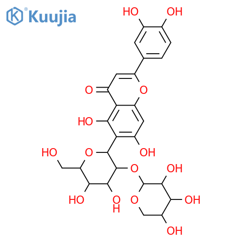 4H-1-Benzopyran-4-one, 2-(3,4-dihydroxyphenyl)-5,7-dihydroxy-6-(2-O-β-D-xylopyranosyl-β-D-glucopyranosyl)- structure