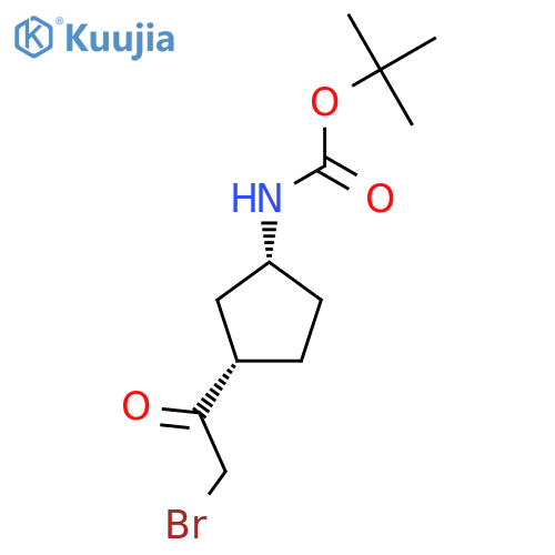 rac-tert-butyl N-[(1R,3S)-3-(2-bromoacetyl)cyclopentyl]carbamate structure
