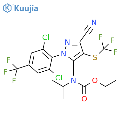 Carbamic acid, [3-cyano-1-[2,6-dichloro-4-(trifluoromethyl)phenyl]-4-[(trifluoromethyl)thio]-1H-pyrazol-5-yl](1-methylethyl)-, ethyl ester (9CI) structure