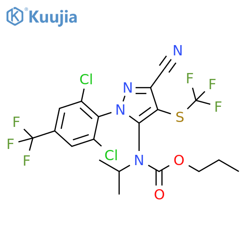 Carbamic acid, [3-cyano-1-[2,6-dichloro-4-(trifluoromethyl)phenyl]-4-[(trifluoromethyl)thio]-1H-pyrazol-5-yl](1-methylethyl)-, propyl ester (9CI) structure