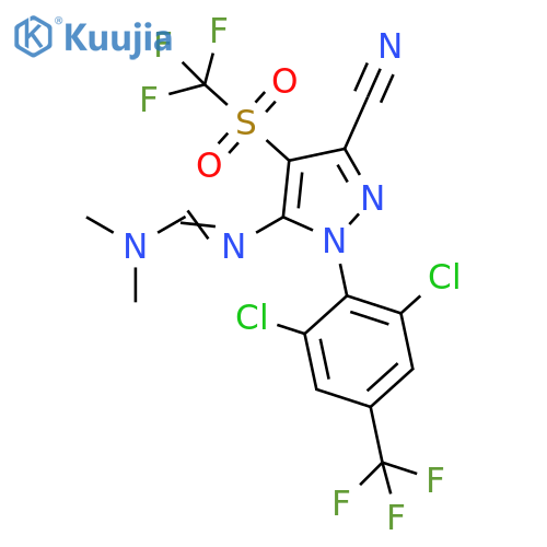 Methanimidamide,N'-[3-cyano-1-[2,6-dichloro-4-(trifluoromethyl)phenyl]-4-[(trifluoromethyl)sulfonyl]-1H-pyrazol-5-yl]-N,N-dimethyl- structure