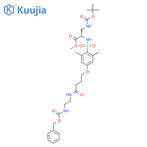 2,6-Dimethyl-4-(3-2-(Z-amino)-ethylcarbamoyl-propoxy)-benzenesulfonyl-Dap (Boc)-OMe structure