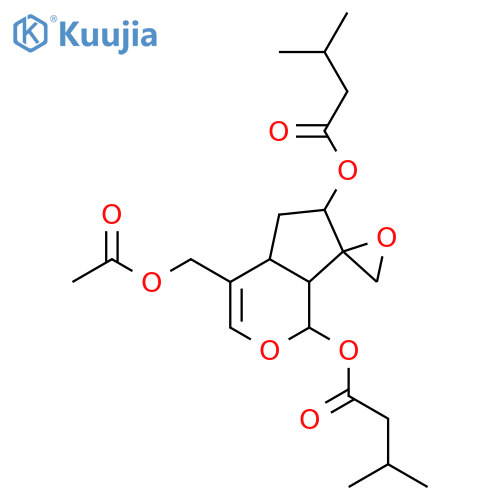 Butanoic acid,3-methyl-,4-[(acetyloxy)methyl]-4a,5,6,7a-tetrahydrospiro[cyclopenta[c]pyran-7(1H),2'-oxirane]-1,6-diylester (9CI) structure