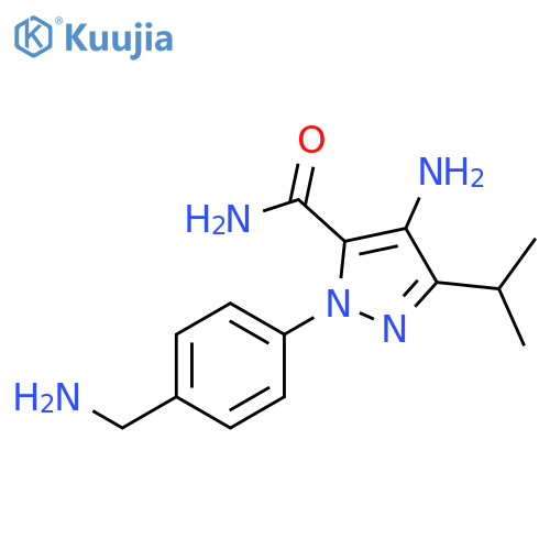4-Amino-2-(4-aminomethyl-phenyl)-5-isopropyl-2H-pyrazole-3-carboxylic acid amide structure