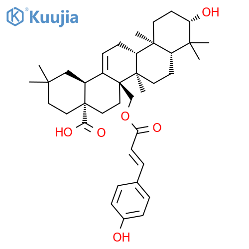 (4As,6aR,6aR,6bR,8aR,10S,12aR,14bS)-10-hydroxy-6a-[[(E)-3-(4-hydroxyphenyl)prop-2-enoyl]oxymethyl]-2,2,6b,9,9,12a-hexamethyl-1,3,4,5,6,6a,7,8,8a,10,11,12,13,14b-tetradecahydropicene-4a-carboxylic acid structure