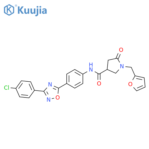 3-Pyrrolidinecarboxamide, N-[4-[3-(4-chlorophenyl)-1,2,4-oxadiazol-5-yl]phenyl]-1-(2-furanylmethyl)-5-oxo- structure