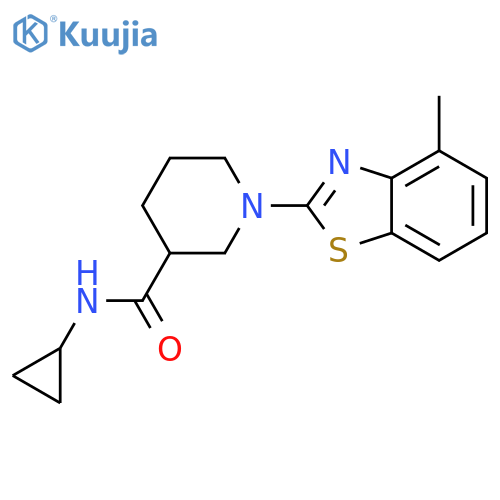 N-cyclopropyl-1-(4-methyl-1,3-benzothiazol-2-yl)piperidine-3-carboxamide structure