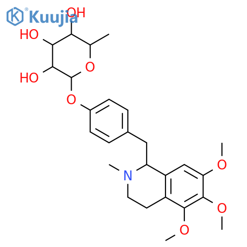 b-L-Mannopyranoside,4-[[(1R)-1,2,3,4-tetrahydro-5,6,7-trimethoxy-2-methyl-1-isoquinolinyl]methyl]phenyl6-deoxy- structure