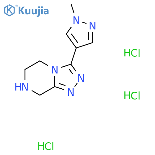 1-methyl-4-{5H,6H,7H,8H-[1,2,4]triazolo[4,3-a]pyrazin-3-yl}-1H-pyrazole trihydrochloride structure