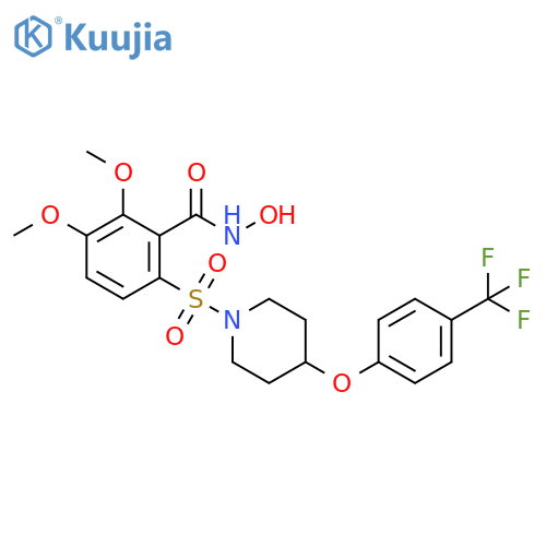 2,3-Dimethoxy-6-[4-[4-(trifluoromethyl)phenoxy]piperidin-1-ylsulfonyl]benzohydroxamic acid structure
