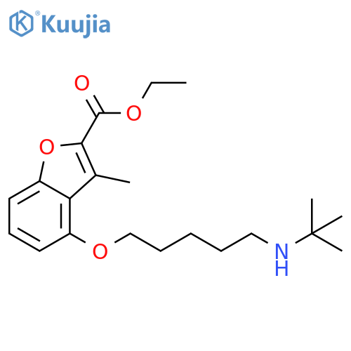 2-Benzofurancarboxylic acid,4-[[5-[(1,1-dimethylethyl)amino]pentyl]oxy]-3-methyl-, ethyl ester structure