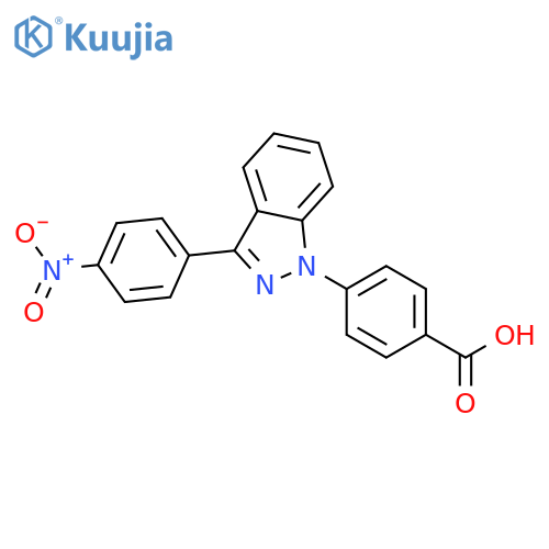 Benzoic acid, 4-[3-(4-nitrophenyl)-1H-indazol-1-yl]- structure