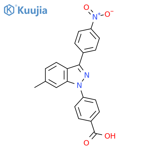 Benzoic acid, 4-[6-methyl-3-(4-nitrophenyl)-1H-indazol-1-yl]- structure