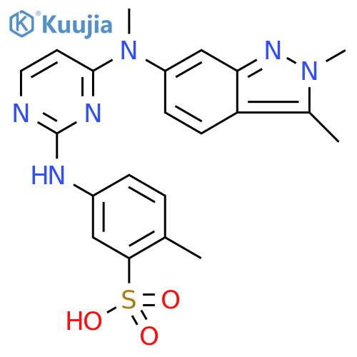 Benzenesulfonic acid, 5-[[4-[(2,3-dimethyl-2H-indazol-6-yl)methylamino]-2-pyrimidinyl]amino]-2-methyl- structure