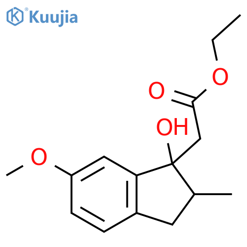 1H-Indene-1-acetic acid, 2,3-dihydro-1-hydroxy-6-methoxy-2-methyl-, ethyl ester structure