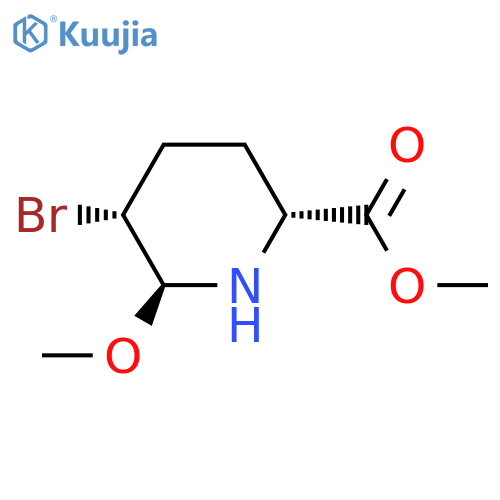 rac-methyl (2R,5R,6S)-5-bromo-6-methoxypiperidine-2-carboxylate structure