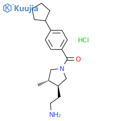 rac-2-(3R,4R)-1-(4-cyclopentylbenzoyl)-4-methylpyrrolidin-3-ylethan-1-amine hydrochloride, trans structure