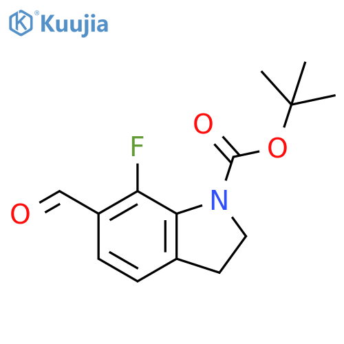 1,1-Dimethylethyl 7-fluoro-6-formyl-2,3-dihydro-1H-indole-1-carboxylate structure