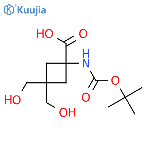 1-{[(Tert-butoxy)carbonyl]amino}-3,3-bis(hydroxymethyl)cyclobutane-1-carboxylic acid structure