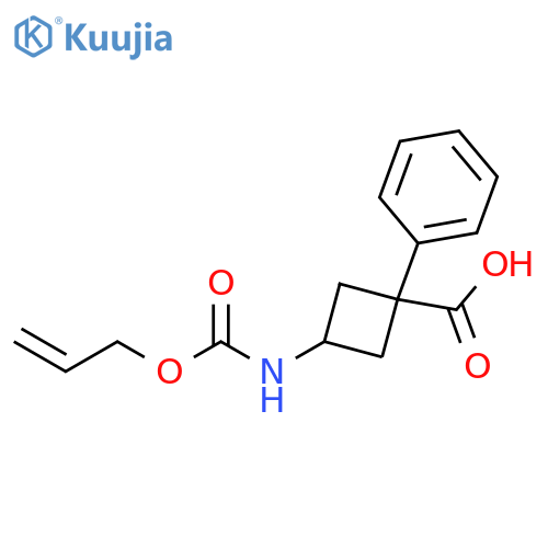1-Phenyl-3-[[(2-propen-1-yloxy)carbonyl]amino]cyclobutanecarboxylic acid structure