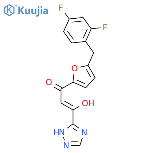 2-Propen-1-one,1-[5-[(2,4-difluorophenyl)methyl]-2-furanyl]-3-hydroxy-3-(1H-1,2,4-triazol-5-yl)- structure