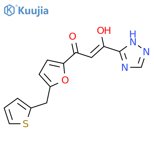2-Propen-1-one,3-hydroxy-1-[5-(2-thienylmethyl)-2-furanyl]-3-(1H-1,2,4-triazol-5-yl)- structure